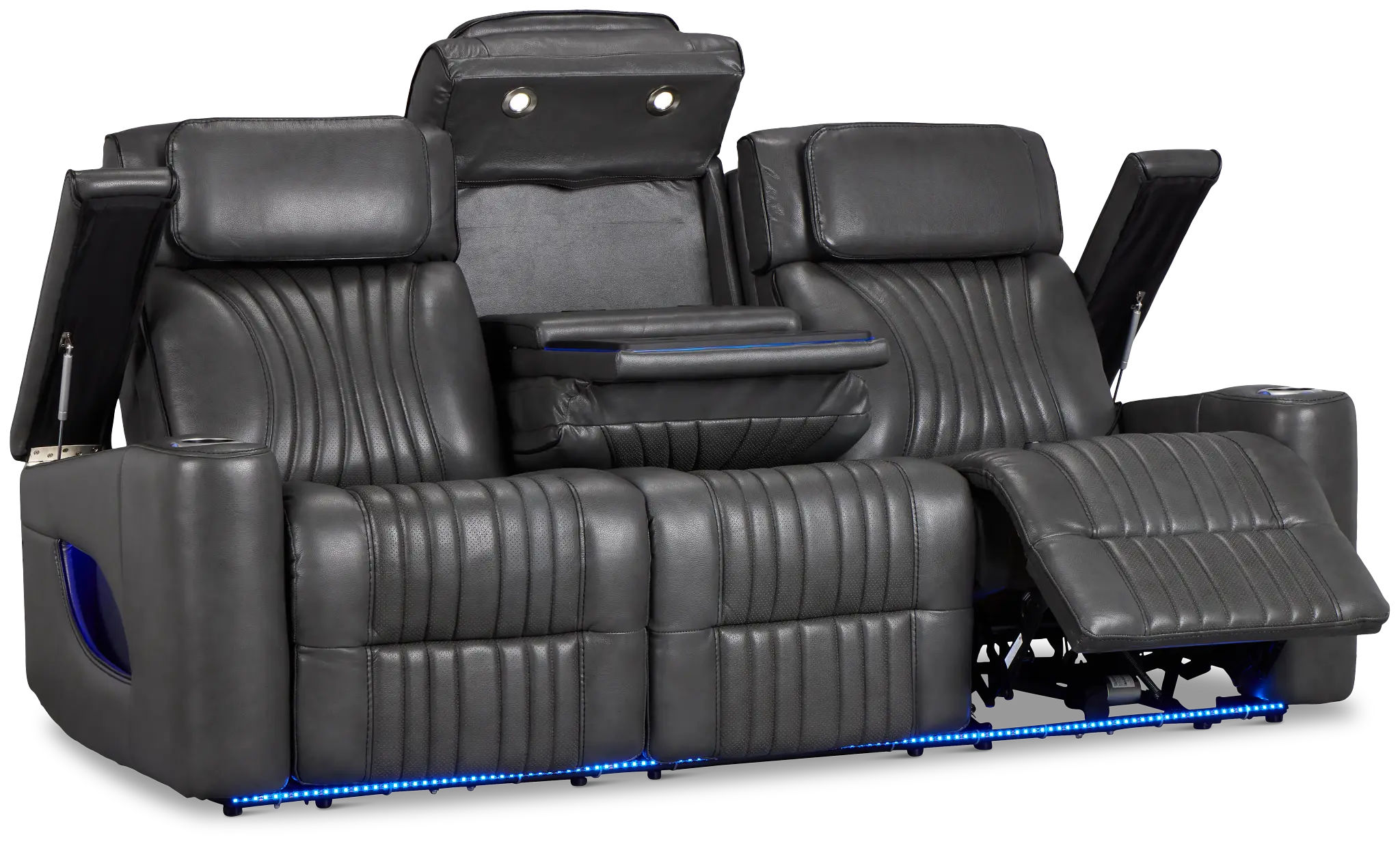 Nova Dark Gray Lthr/vinyl Power Reclining Sofa W/ Massage Nova Dark Gray Lthr/vinyl Power Reclining Sofa W/ Massage