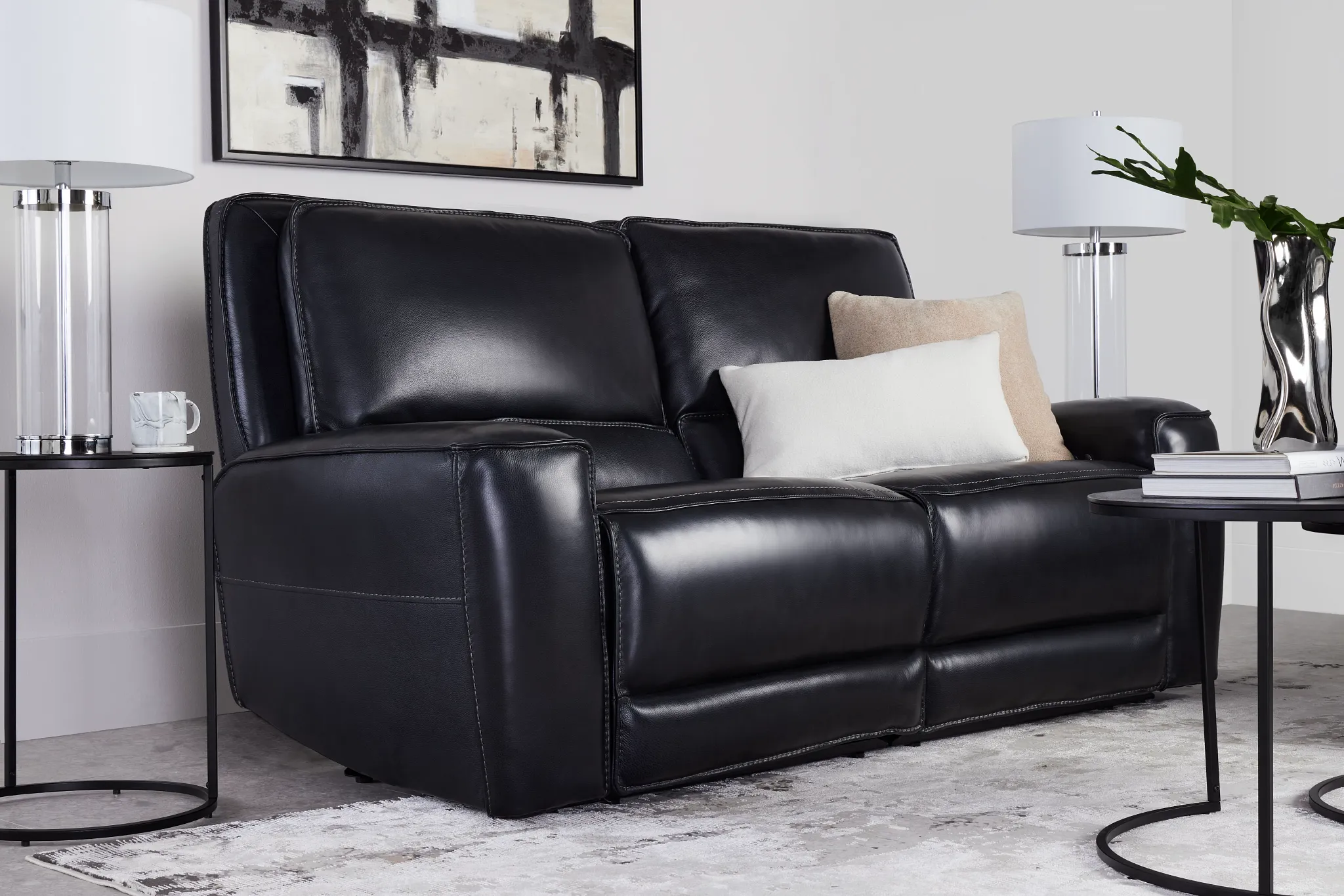 Miles Black Lthr/vinyl Power Reclining Sofa