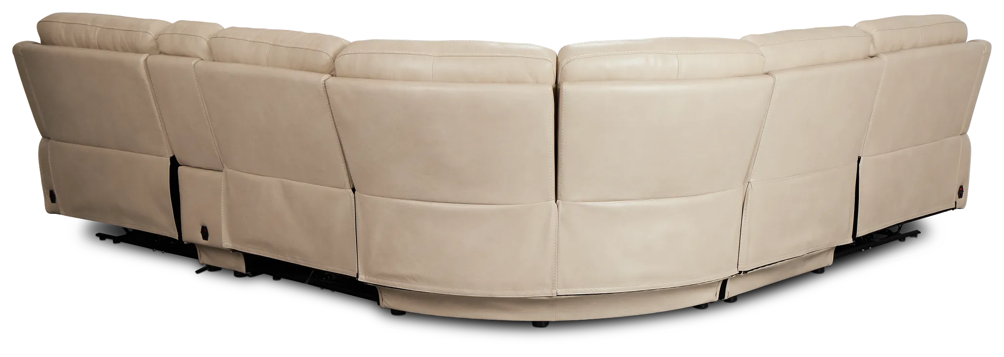 Benji Light Beige Lthr/vinyl Medium Triple Power 2-arm Sectional