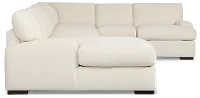 Alpha White Fabric Large Left Chaise Sectional