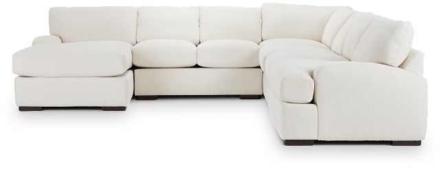 Alpha White Fabric Large Left Chaise Sectional (3)