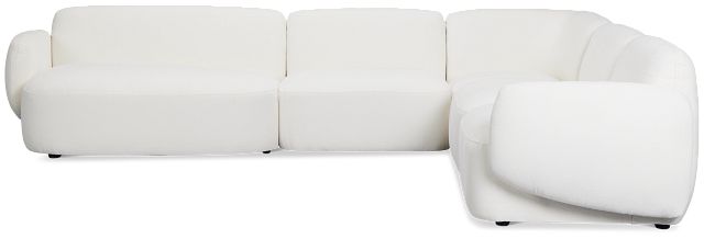 Halsey White Fabric Medium Left Facing Cuddler Sectional