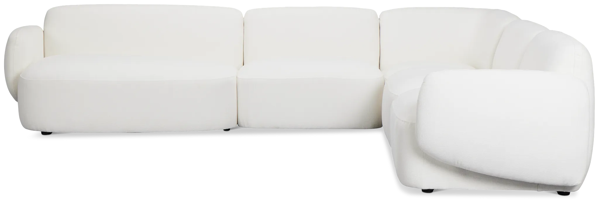 Halsey White Fabric Medium Left Facing Cuddler Sectional