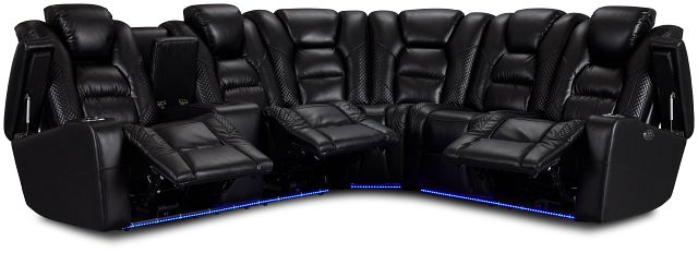 Troy Black Micro Left Console Love Reclining Sectional