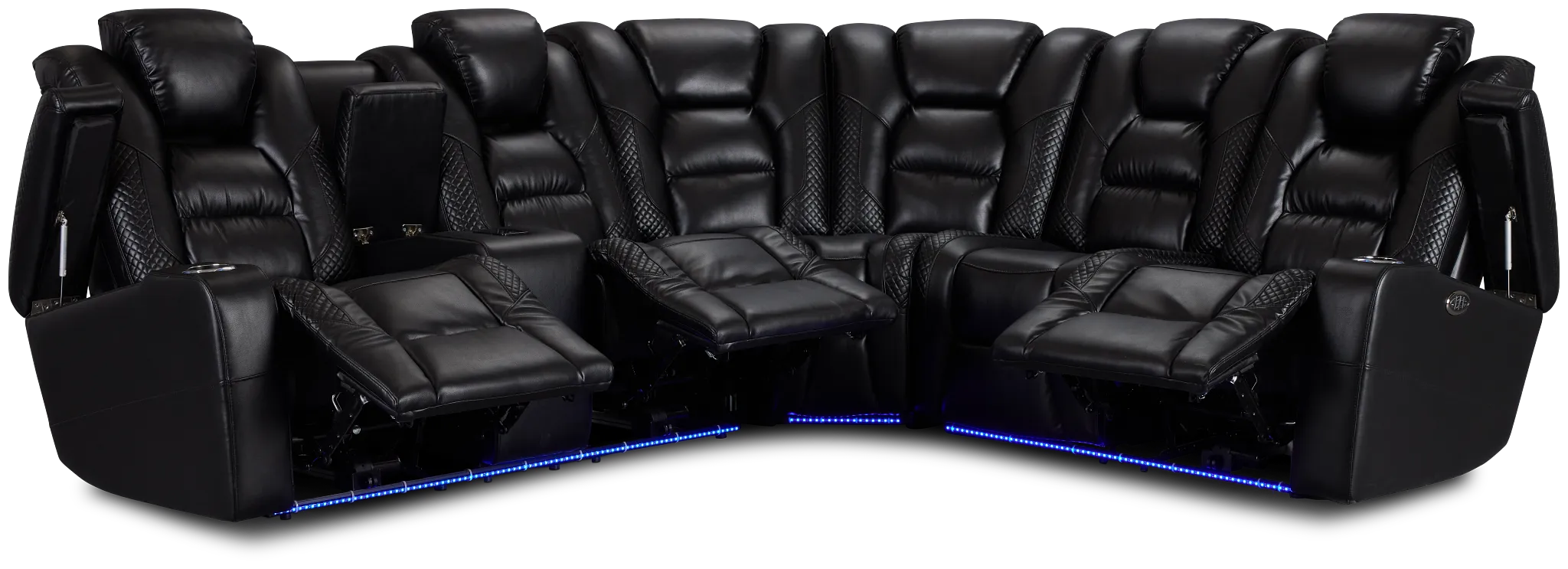 Troy Black Micro Left Console Love Reclining Sectional