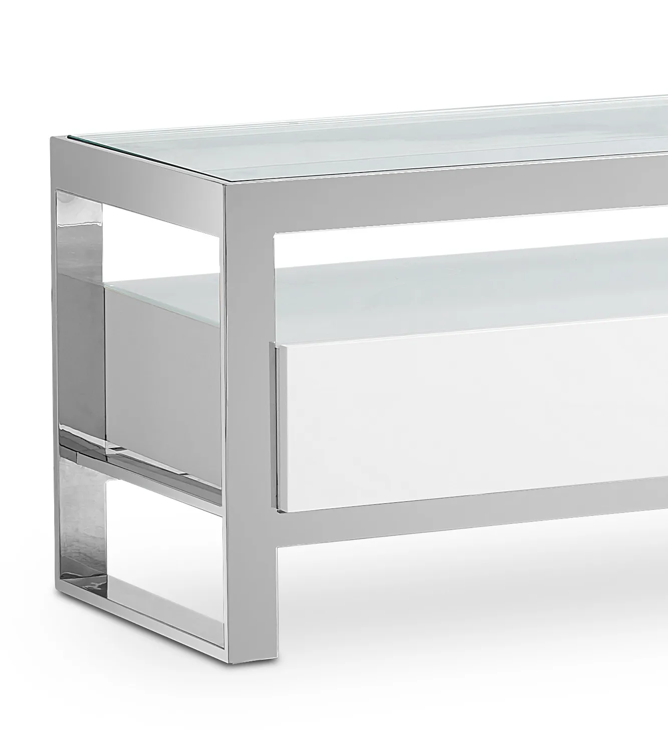 Miami White Glass Tv Stand