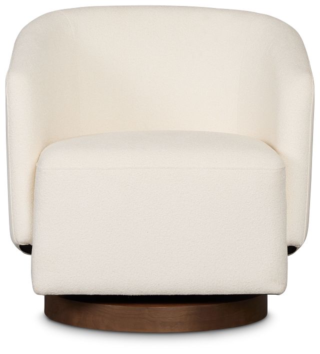 Luna White Fabric Swivel Chair