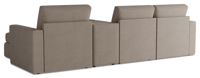 Citymod Beige Fabric Small Right Chaise Sectional With Media Console