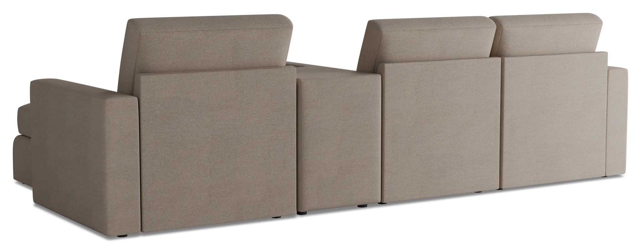 Citymod Beige Fabric Small Right Chaise Sectional With Media Console