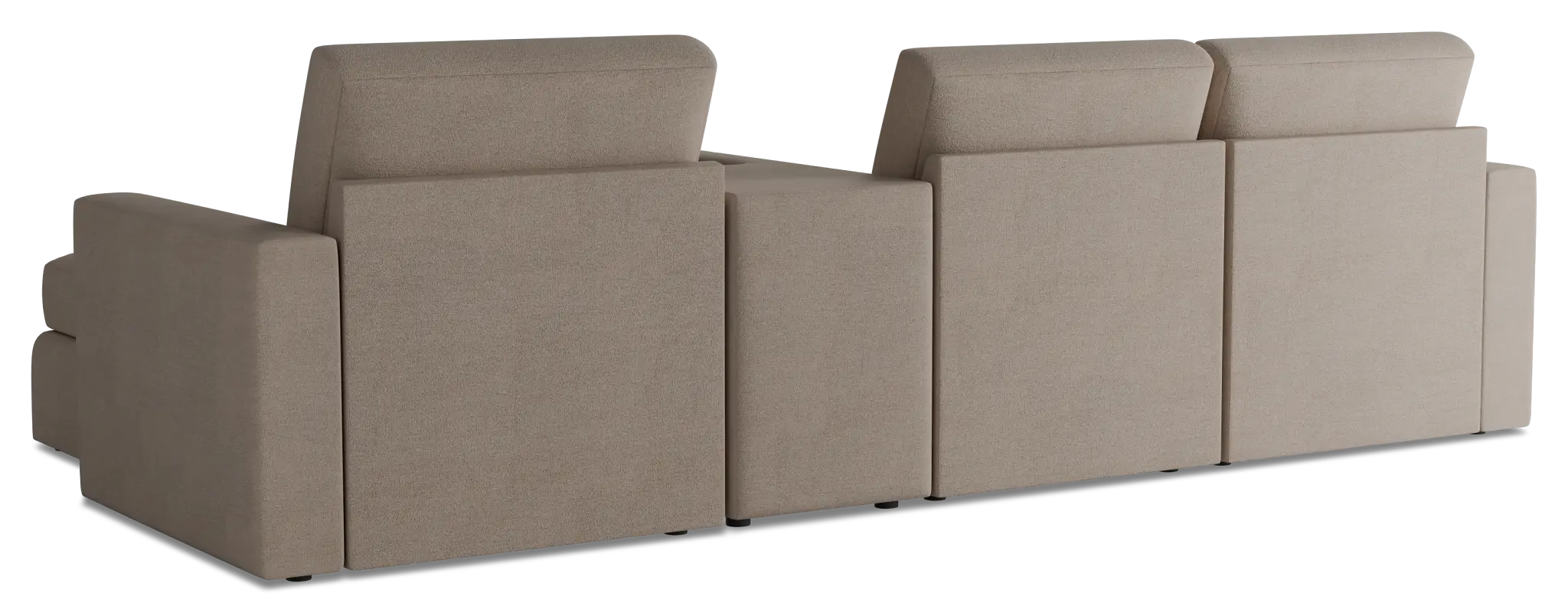 Citymod Beige Fabric Small Right Chaise Sectional With Media Console Citymod Beige Fabric Small Right Chaise Sectional With Media Console