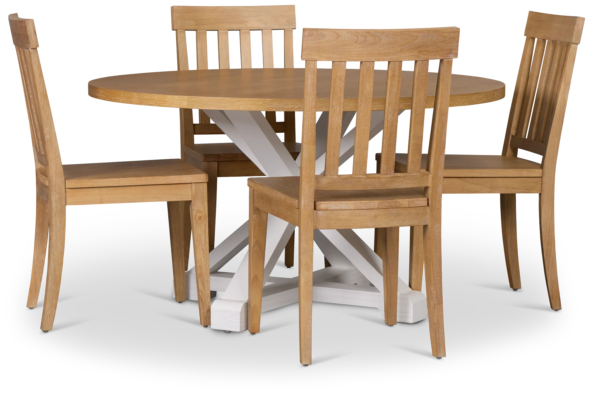 Nantucket Two-tone Light Tone Round Table & 4 Light Tone Chairs