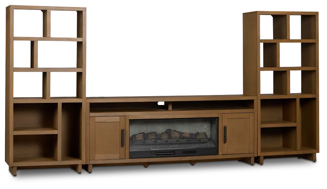 Richmond Light Tone 80" Open Pier Entertainment Wall With Fireplace Richmond Light Tone 80" Open Pier Entertainment Wall With Fireplace