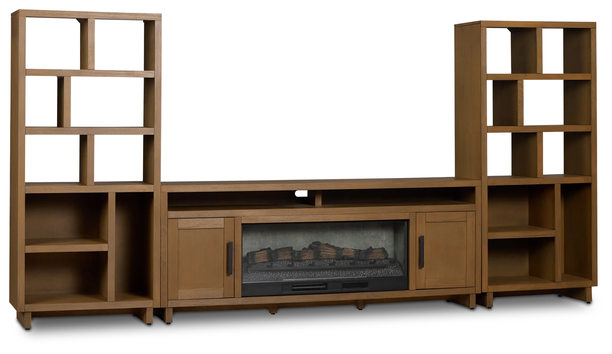 Richmond Light Tone 80" Open Pier Entertainment Wall With Fireplace
