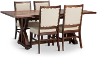 Joplin Dark Tone Extension Rectangular Table & 4 Upholstered Chairs
