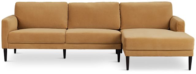 Nala Light Brown Velvet Right Chaise Sectional