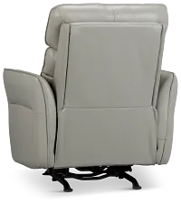 Preston Light Gray Lthr/vinyl Power Recliner With Heat And Massage