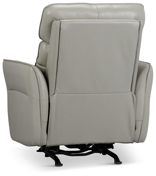 Preston Light Gray Lthr/vinyl Power Recliner With Heat And Massage