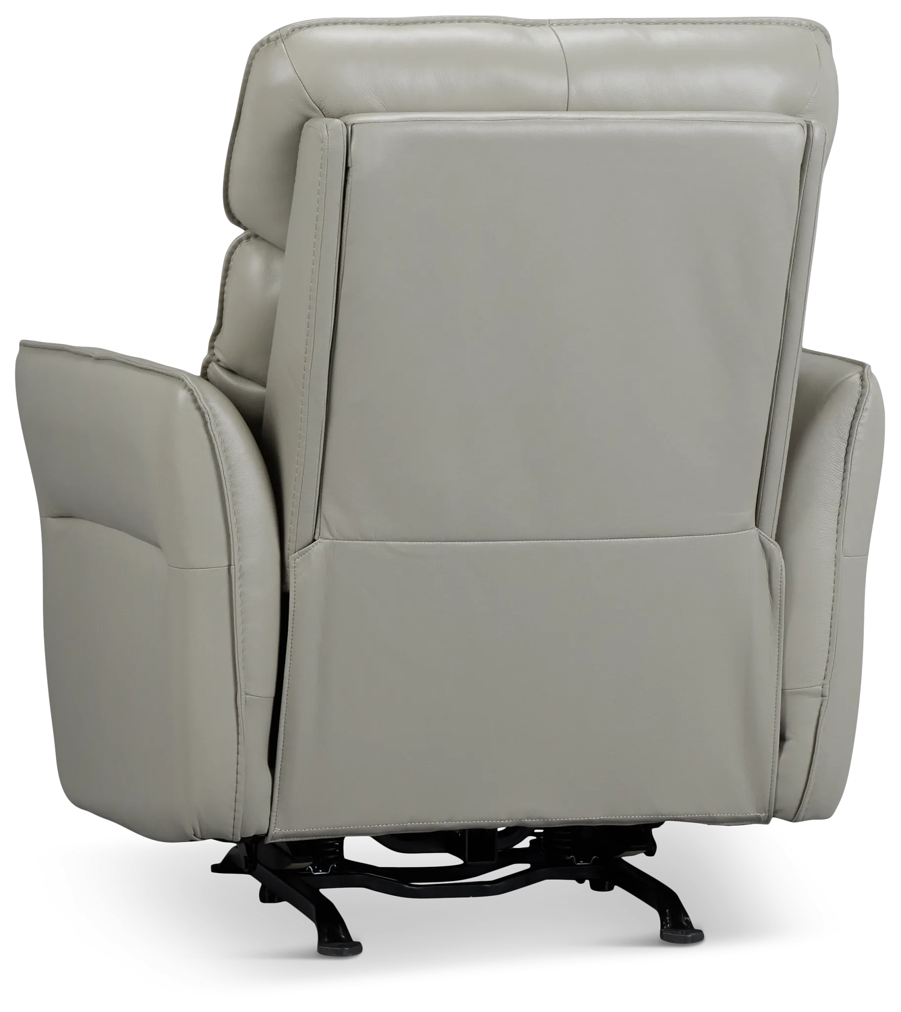 Preston Light Gray Lthr/vinyl Power Recliner With Heat And Massage