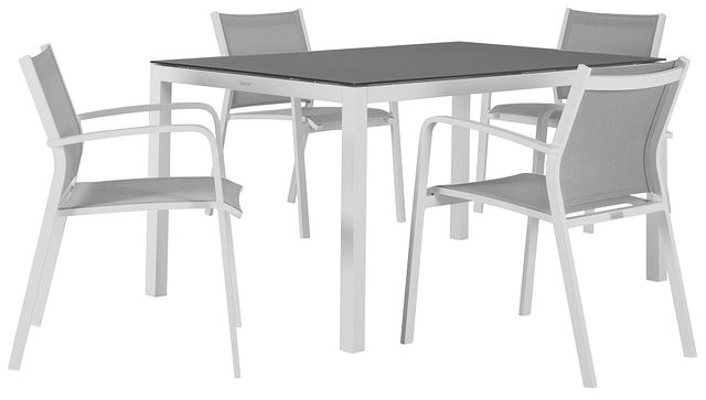 Lisbon Gray 60" Rectangular Table & 4 Chairs