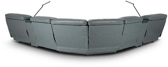 Reign Green Lthr/vinyl Large Dual Power Reclining Two-arm Sectional