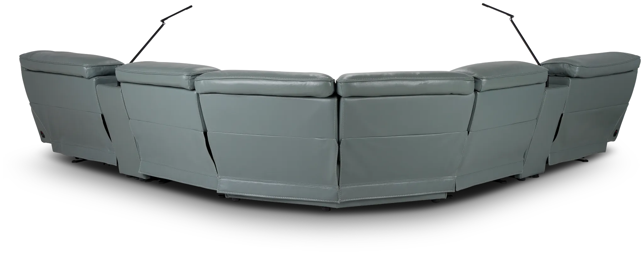 Reign Green Lthr/vinyl Large Dual Power Reclining Two-arm Sectional