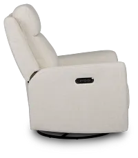 Dean White Fabric Power Swivel Glider Recliner