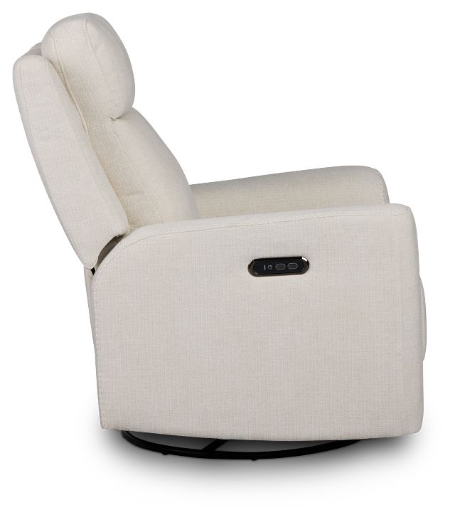 Dean White Fabric Power Swivel Glider Recliner