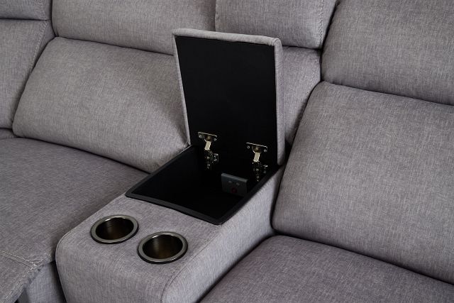 Beckett Gray Micro Medium Triple Power 2-arm Sectional