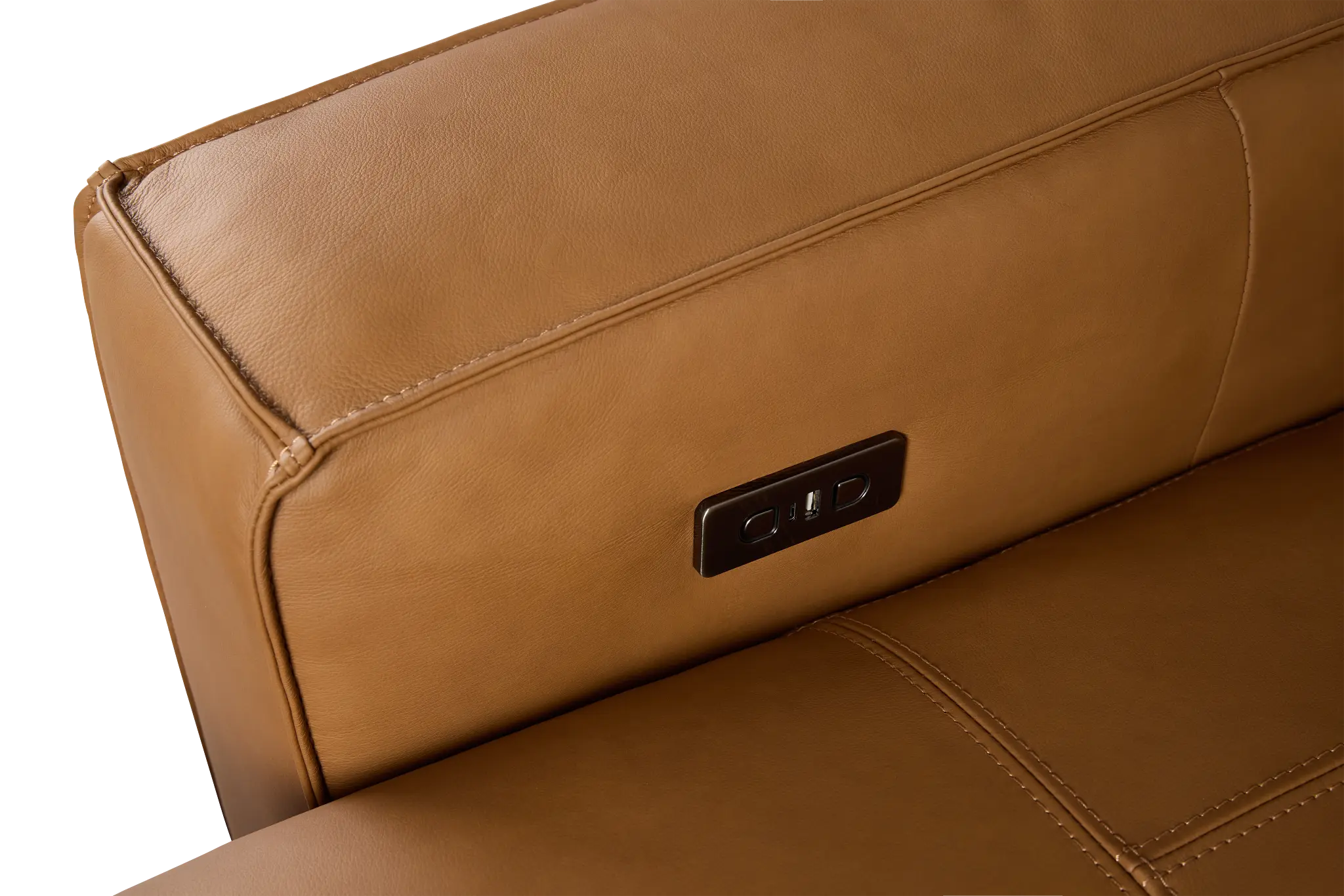 Rudy Brown Lthr/vinyl Medium Tri Power 2 Arm Extension Chaise Sectional Rudy Brown Lthr/vinyl Medium Tri Power 2 Arm Extension Chaise Sectional