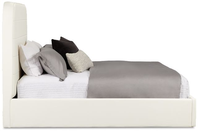 Doral White Curved Upholstered Platform Bed