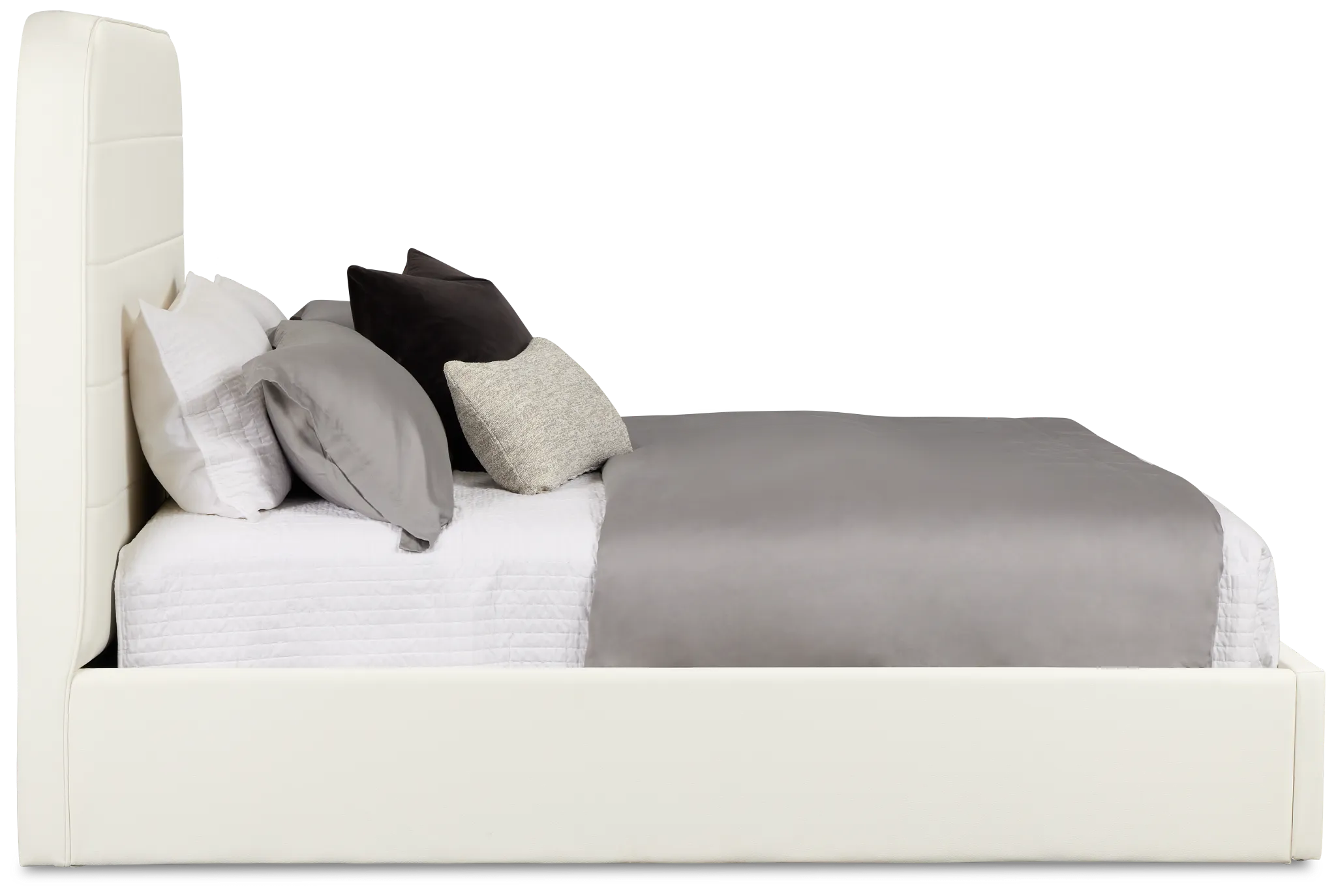 Doral White Curved Upholstered Platform Bed