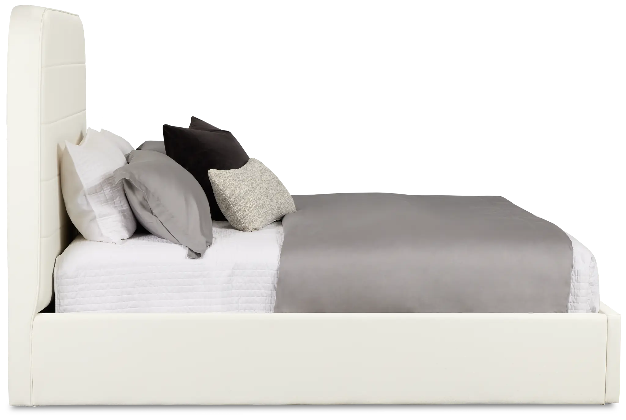 Doral White Curved Upholstered Platform Bed Doral White Curved Upholstered Platform Bed