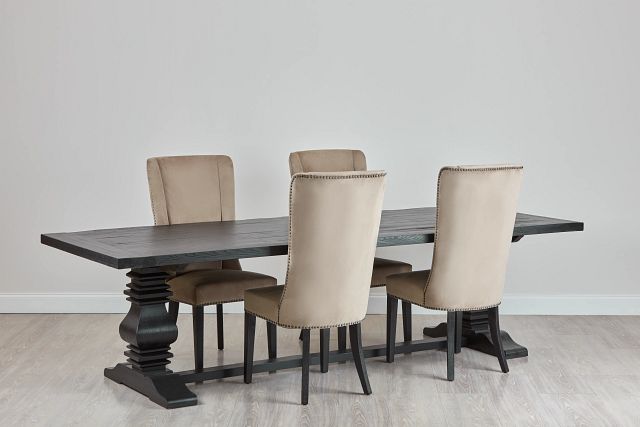 Hadlow Black 110" Table & 4 Velvet Chairs (0)