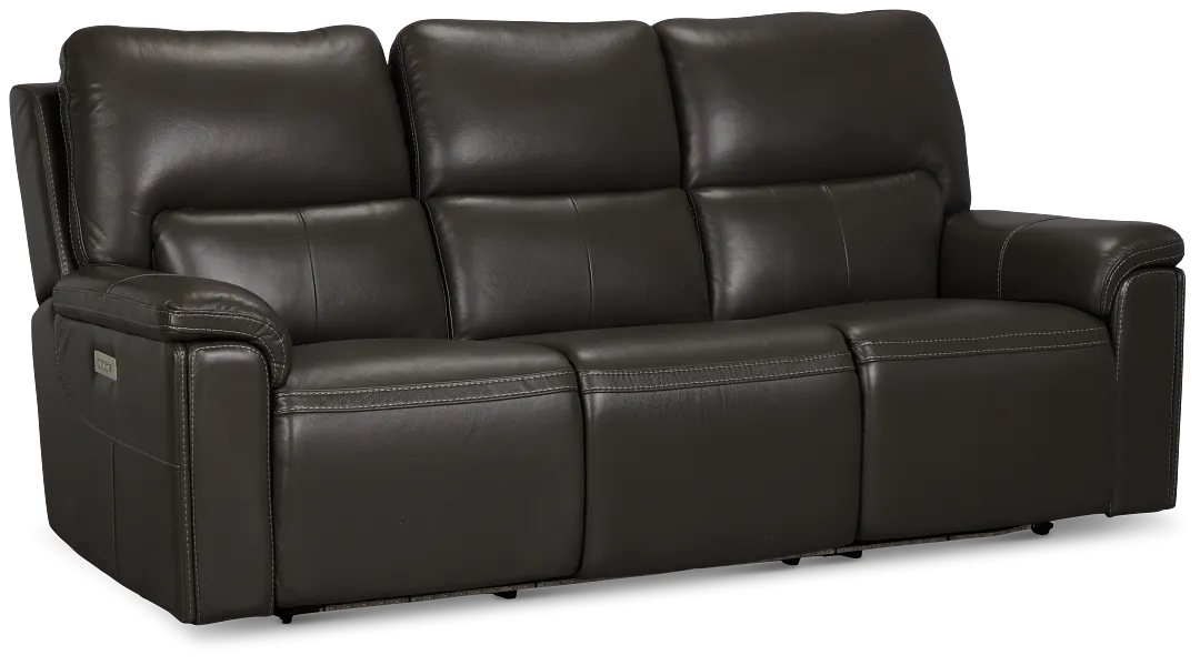 Fallon Dark Gray Lthr/vinyl Power Reclining Sofa W/ Massage