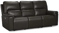 Fallon Dark Gray Lthr/vinyl Power Reclining Sofa W/ Massage