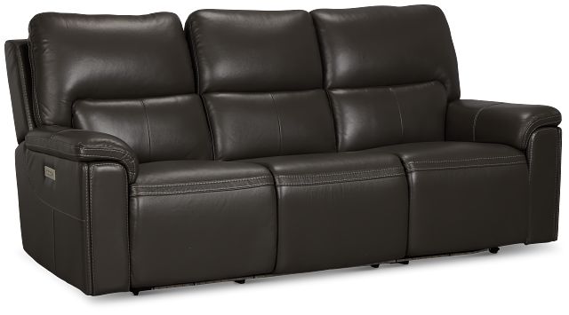 Fallon Dark Gray Lthr/vinyl Power Reclining Sofa W/ Massage