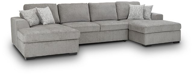 Blakely Gray Fabric Double Chaise Sleeper Sectional (1)