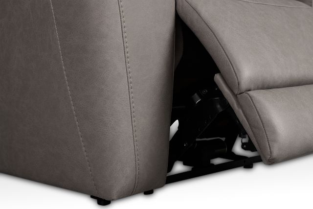 Colton Light Gray Micro Power Reclining Sofa W/ Power Headrest