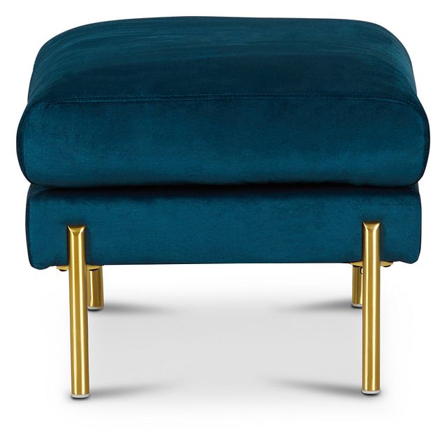 Bella Dark Blue Velvet Ottoman