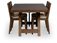 Pacific Mid Tone Trestle Table & 4 Upholstered Chairs