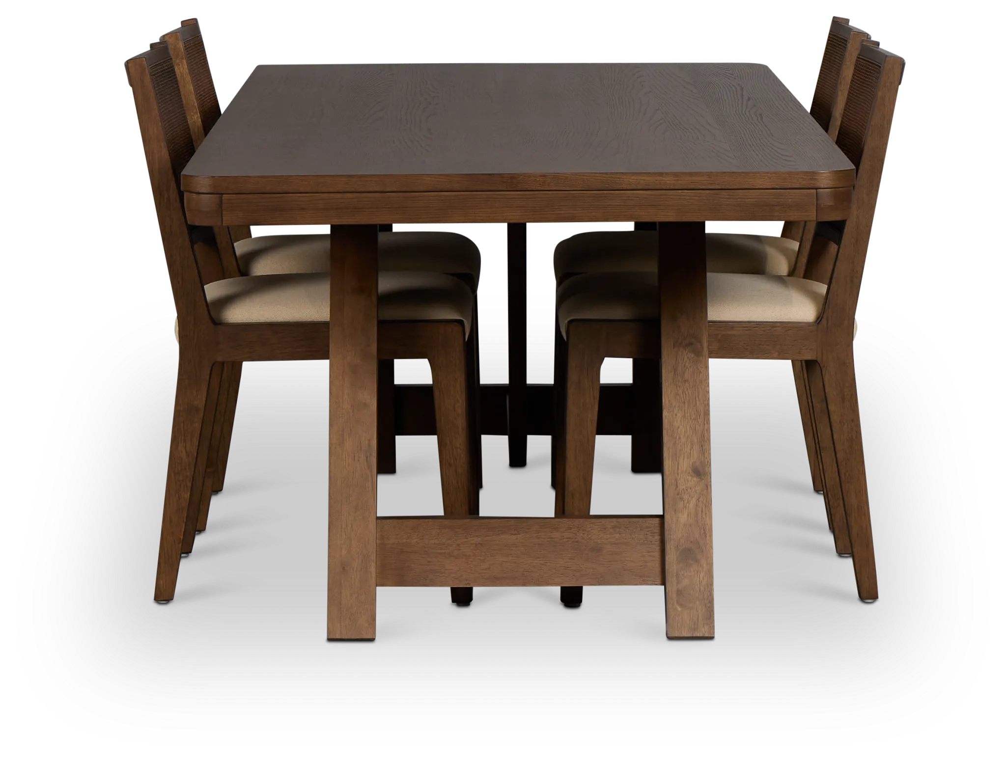 Pacific Mid Tone Trestle Table & 4 Upholstered Chairs