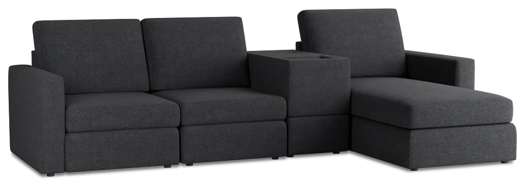 Citymod Dark Gray Fabric Small Right Chaise Sectional With Storage Console Citymod Dark Gray Fabric Small Right Chaise Sectional With Storage Console