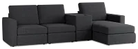 Citymod Dark Gray Fabric Small Right Chaise Sectional With Storage Console