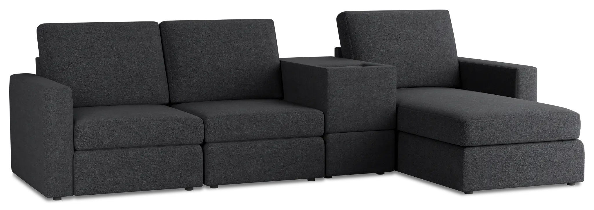 Citymod Dark Gray Fabric Small Right Chaise Sectional With Storage Console Citymod Dark Gray Fabric Small Right Chaise Sectional With Storage Console