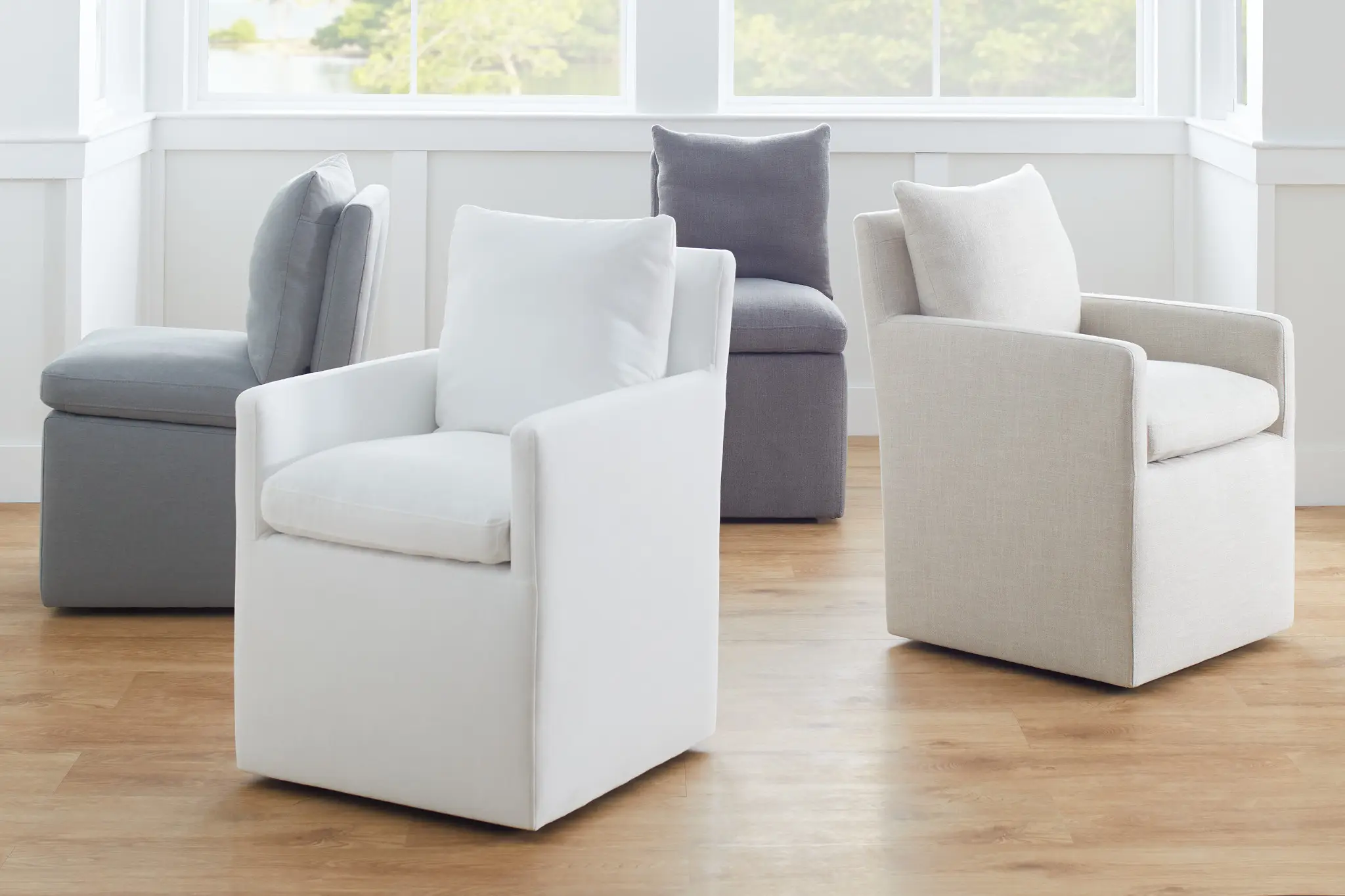 Auden Light Gray Castored Upholstered Side Chair Auden Light Gray Castored Upholstered Side Chair