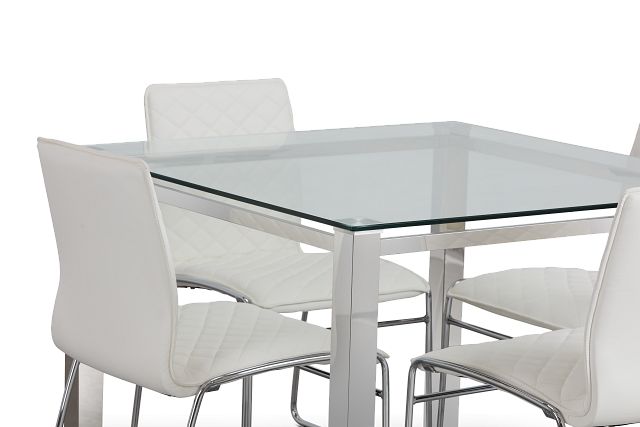 Skyline White Square Table & 4 Metal Chairs (5)
