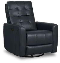 Izzy Dark Blue Lthr/vinyl Power Swivel Glider Recliner