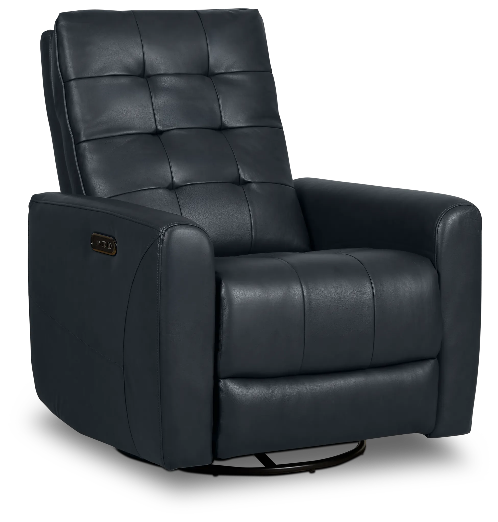 Izzy Dark Blue Lthr/vinyl Power Swivel Glider Recliner
