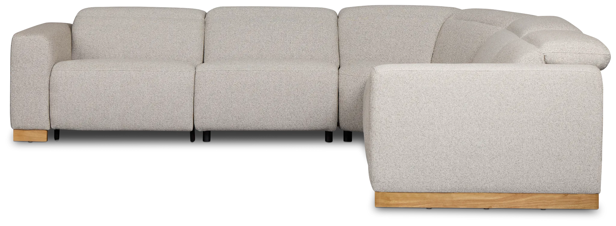 Leona Light Gray Fabric Small Dual Power Reclining Two-arm Sectional