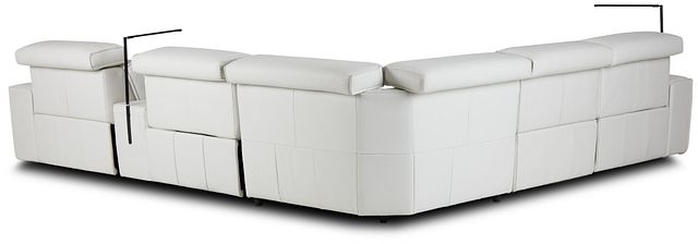 Carmelo White Leather Medium Dual Power Sectional W/left Table & Light (3)